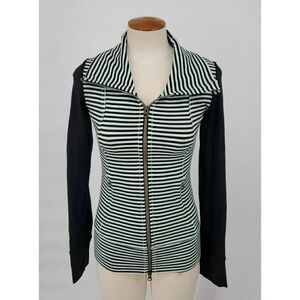 Lululemon Daily Yoga Jacket Mint Black Stripe Size 2 High Neck Full Double Zip